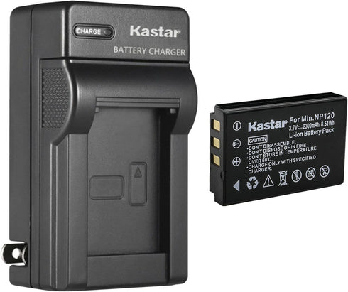 Kastar 1-Pack Q120 Battery and AC Wall Charger Replacement for MINOLTA MN35Z Camera, Zoom Q8 Q8N Recorder