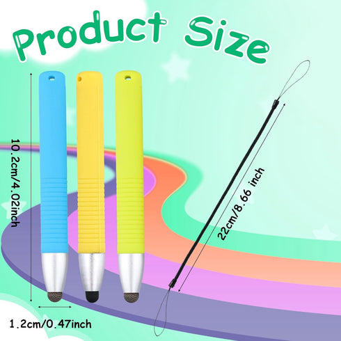 Kid-Friendly Stylus Pens for Touch Screens, Capacitive Kids Stylus with Spring Cord for iPad, iPhone, Kindle Fire