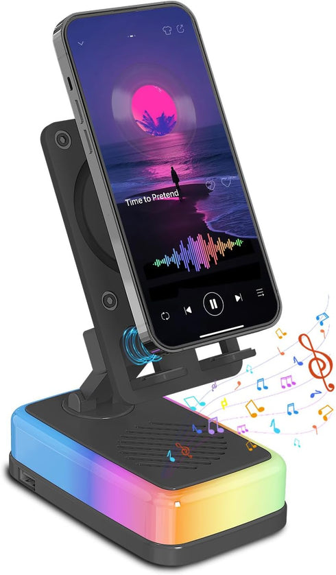 Tatiyana Wireless Induction Speaker with 180 Flexible Phone Stand, Bluetooth 5.3 Speaker for