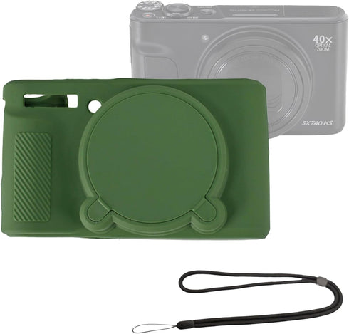 SX740 Silicone Camera Case, Rubber Cover for Canon PowerShot SX740 SX730 HS with Hand Strap