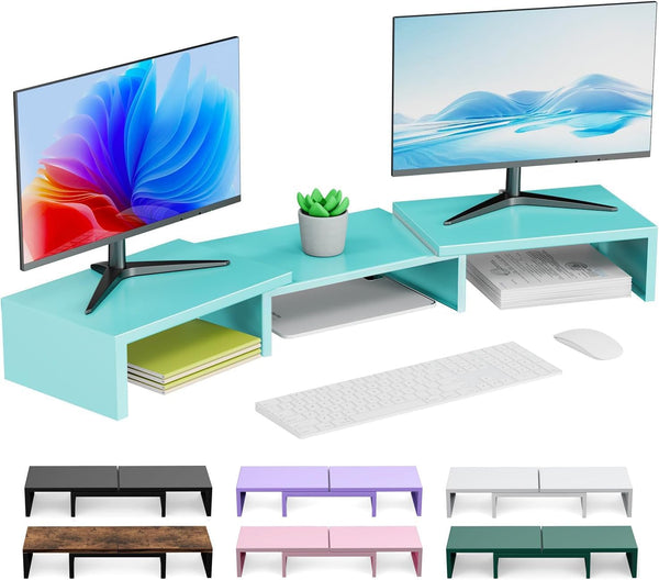 Dual Monitor Stand for Desk, Metal Computer Stand, Desk Shelf Riser,Desktop Organizer