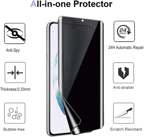 3 Pack for Samsung Galaxy S21 Privacy Screen Protector, Anti-Spy Flexible TPU Film, Full Coverage Hydrogel Film