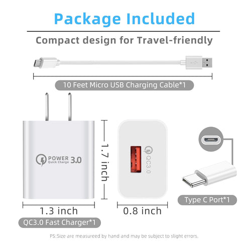 10FT Charging Power Cable Cord 9V for Arlo Pro Pro2, Wyze Cam, Blink, Netvue, Oculus Go, Kasa Cam Wall Charger