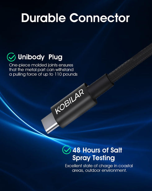 USB C to USB C Cable, 60W 3A Fast Charging USB C Charger Cable, 3+5+6.6ft, Aluminum Shell Type C to Type C Cable for