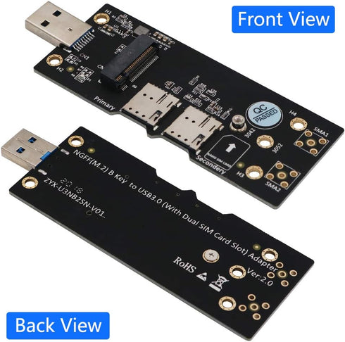 NGFF(M.2) to USB 3.0 Adapter, Dual Nano SIM Card Slot for 3G/4G/5G Module