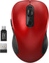 WisFox 2.4G Wireless Mouse for Laptop, Ergonomic Computer Mouse with USB Receiver and Type-C Adapter, Red