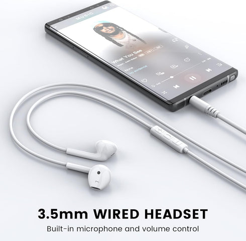 MOSWAG in Ear Headphones, Half in Ear Headphones with Mic, Built in Volume Control for iPad, Android, MP3