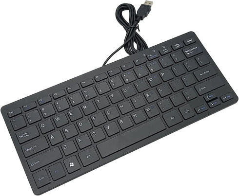 Mini Wired Keyboard (English), Ultra Thin Portable 78 Keys USB Multimedia for Desktop, Laptop, Windows