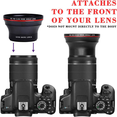 Tectra 52MM 0.43x D3300 D3200 D3100 D5500 D5300 D5200 D5100 D7100 D7000 Professional HD Wide Angle Lens (Macro Portion)