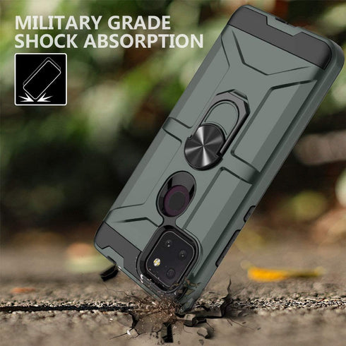 T-Mobile Revvl 5G Case with 2 Tempered Glass Screen Protector, Full Body Hybrid Hard Case with Kickstand, Midnight Green