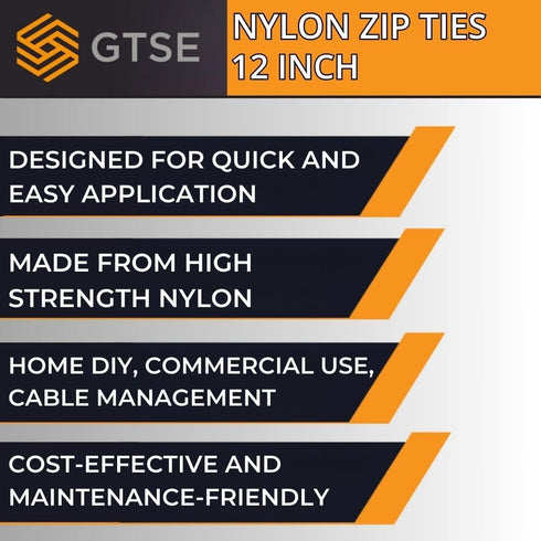 GTSE 12 Inch Brown Zip Ties, 100 Pack, 50lb Strength, UV Resistant Nylon Cable Ties, Self-Locking