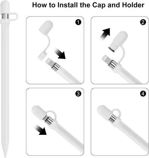 APETOO 4-Pack 1st 10 9 8 7 6, for Apple Pencil Cap, Magnetic Replacement Cap with Anti-Lost Silicone Holder for Apple