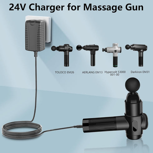 24V Charger for TOLOCO EM26 / AERLANG EM13 / Darkiron EM31 / Hypervolt 53000 001-00 42000 038-00 Massage Gun Replacement for Massage Gun Adapter Power Cord