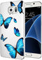 Clear Case Compatible with Galaxy S7 - Cute Soft TPU Shockproof Protective Phone Case Cover, Blue Butterfly