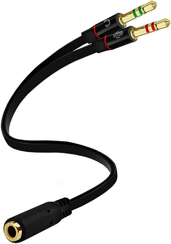D & K Exclusives Headphone Splitter Cable - 3.5mm Female to 2 Dual 3.5mm Male Mic Audio Y Adapter