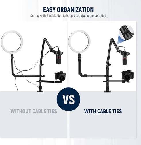 NEEWER ST008 Overhead Camera Desk Mount Rig Stand with 2 Boom Arms for Photography Devices, Live Streaming, Home Office