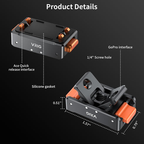 VRIG Insta360 Pro/X5, 1/4" 2-Prong Magnetic Quick Release Adapter for Ace/Ace Aluminum Alloy Magnetic Base with Screw