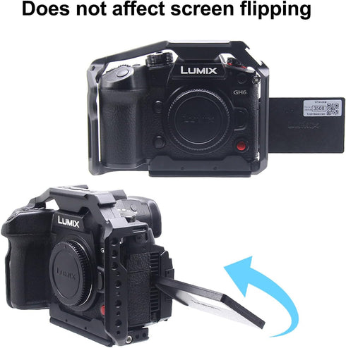 GH6 Cage for Panasonic Lumix GH6 Camera, Full Cage with Non Slip Silicone Mat