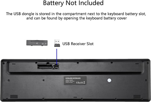 Wireless Keyboard, 2.4G USB External Silent Cordless Keyboard for Windows Chrome Laptop, Full Size with Number Pad