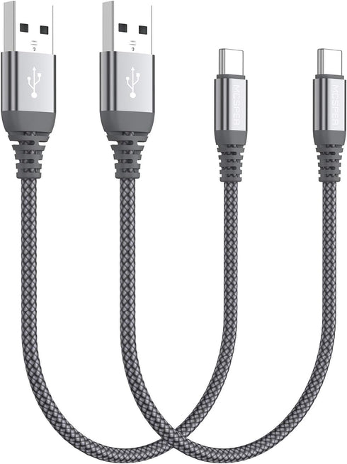 USB C Cable 0.5ft 2-Pack, Fast Charging Nylon Braided Cord for iPhone 15 Pro Max, Samsung Galaxy S10+, LG G7, Pixel 2