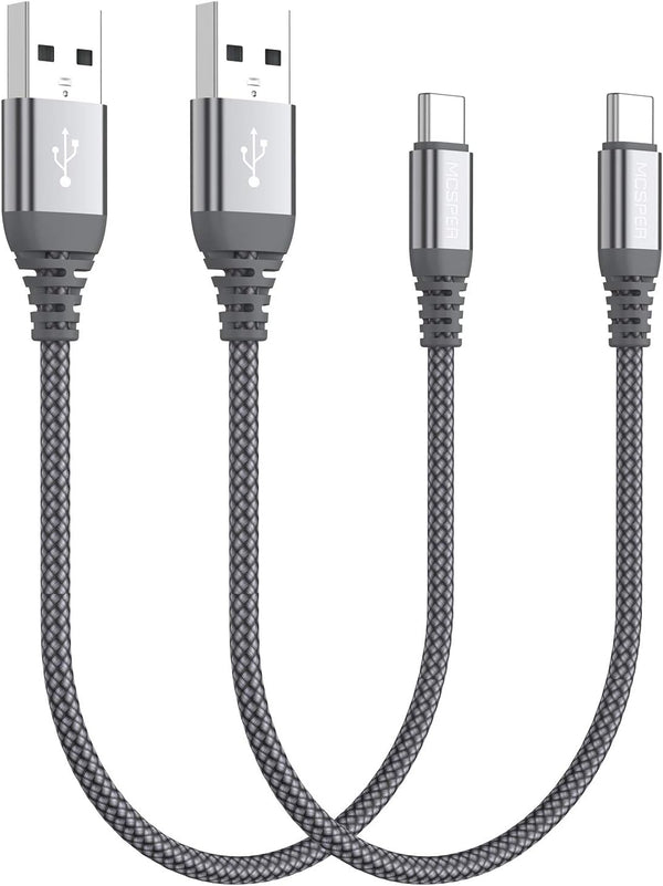 USB C Cable 0.5ft 2-Pack, Fast Charging Nylon Braided Cord for iPhone 15 Pro Max, Samsung Galaxy S10+, LG G7, Pixel 2