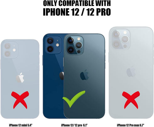 Nvollnoe iPhone 12/12 Pro Case - Heavy Duty, Slim Wallet with Hidden Card Slot, Shockproof, Black for Men & Women.