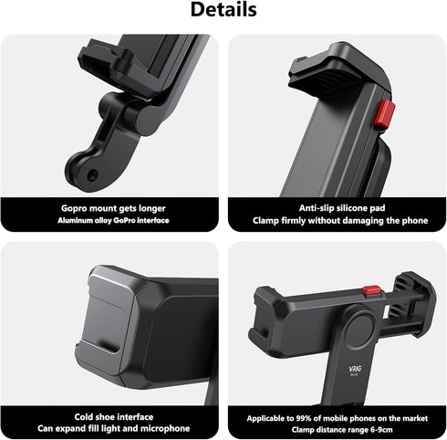 VRIG 11 10 9 8 7 6 5, 2, iPhone13 Phone Holder/Hot Shoe Mount Adapter Kit Compatible with Action Camera GoPro Hero DJI