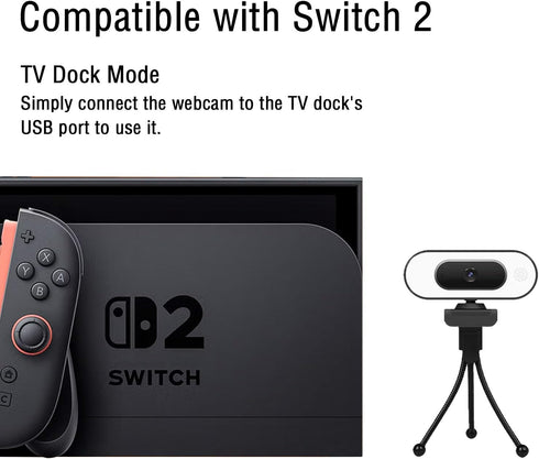 Svcouok 1080P 2/ 3-Level USB Camera for Switch PC, Ring Light & Brightness - Streaming Camera with Built-in Mic, Tripod