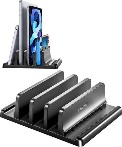 Vaydeer 3-Slot Vertical Laptop Stand - Premium ABS Plastics, Space-Saving Adjustable Desk Organizer