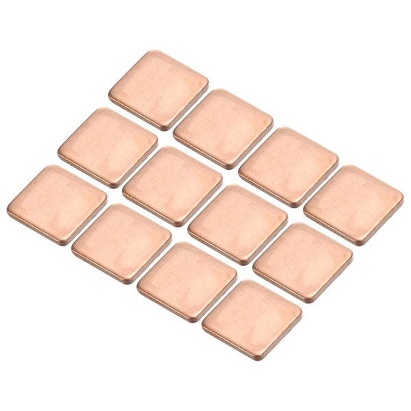 MECCANIXITY 15mm x 15mm x 1.8mm Copper Pad Shim, Thermal Conductive Heat Sink for Electronic Chip Cooling, Pack of 12