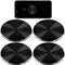 Replacement Set of 4 Metal Plates for Magnetic Car Mount - Black Round Discs without Holes, Strong 3M Adhesive.