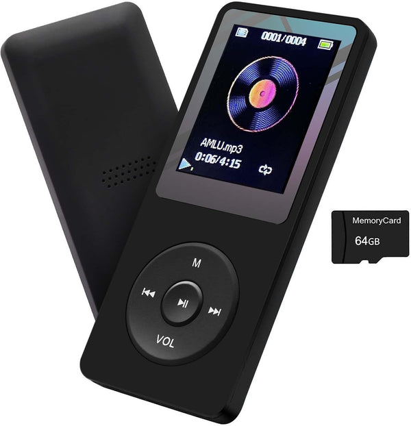 arungo MP3 Player 64GB with Speaker Earphone Portable HiFi Lossless Sound MP3 Mini