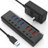 RSHTECH 7 Ports USB 3.0 Powered Hub with 4 High Speed Data Transfer + 3 Fast Charging Ports, 36W Adapter (A37-Black)