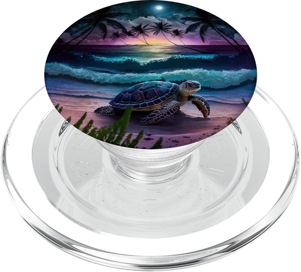 Sea Turtle PopSockets PopGrip for MagSafe, Night on the Beach Under Starry Sky