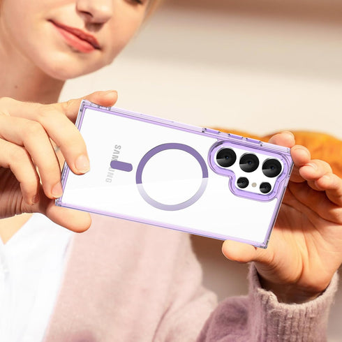 DAKORIE Clear Slim Case for Samsung Galaxy S24 Ultra, Military Grade Anti-Drop Phone Cover 6.8 inch - Purple