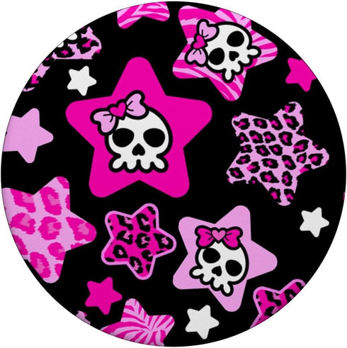 McBling Aesthetic Star Skull Bow Leopard Print Zebra Pink PopSockets Standard PopGrip