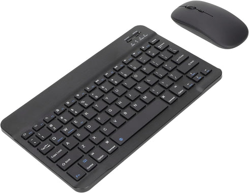 PUSOKEI Compact Wireless Keyboard and Mouse Combo, Thin Silent 1600 DPI Set for Windows, Desktop, PC (Black)