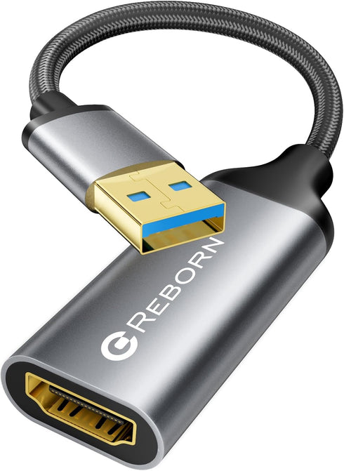 Reborn USB to HDMI Adapter, 1080P@60Hz USB 3.0 Male to HDMI Female Multi-Display