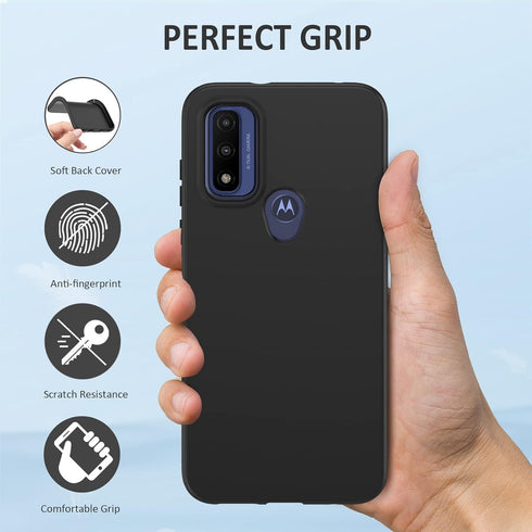 PUJUE Silicone Matte Phone Case for Motorola Moto-G Pure: G Play 2023 | G Power 2022, 360 Full Protection, Black