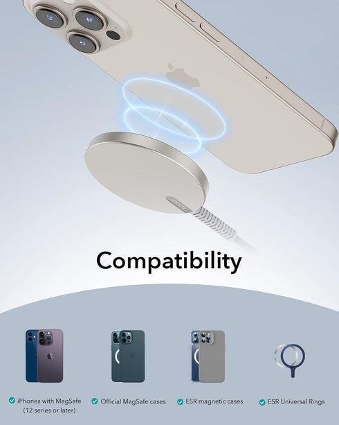 ESR for MagSafe Charger - Charging Pad for iPhone, Wireless Charger Compatible with iPhone 15/14/13/12 Series, Strong