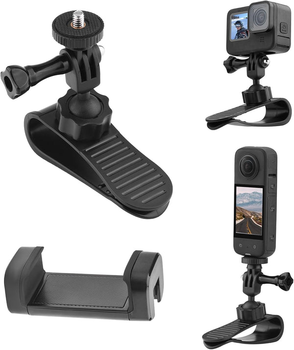 Car Sun Visor Mount for Insta360 X4 X3 X2, DJI Osmo Pocket 3, Action 4 3, with Phone Clip for Vlog/Video POV