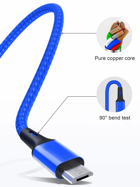 Multi Charging Cable 10FT, Long Nylon Braided 3 in 1 Charger Cable Adapter for Phone/Samsung Galaxy/PS5/Huawei (Blue)