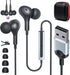 USB Headset with Microphone for PC, 7.5 Ft Cable, Wired USB Earbuds with Mute in-Line Stereo Noise Canceling for Laptop