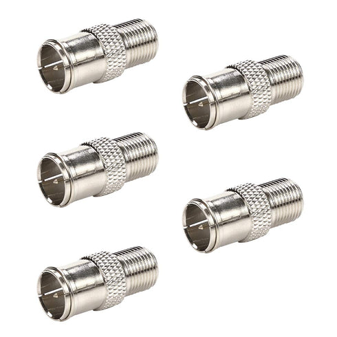 RG6 Compression F Type Connector Quick Push on Coax Cable Adapter Nickel Plated Pack of 5