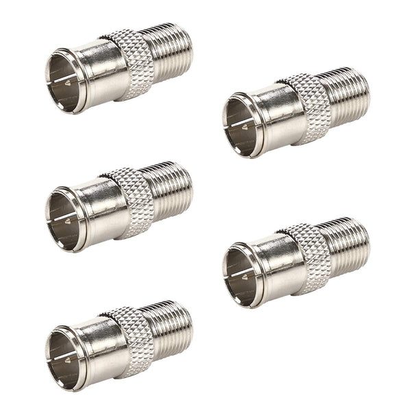 RG6 Compression F Type Connector Quick Push on Coax Cable Adapter Nickel Plated Pack of 5