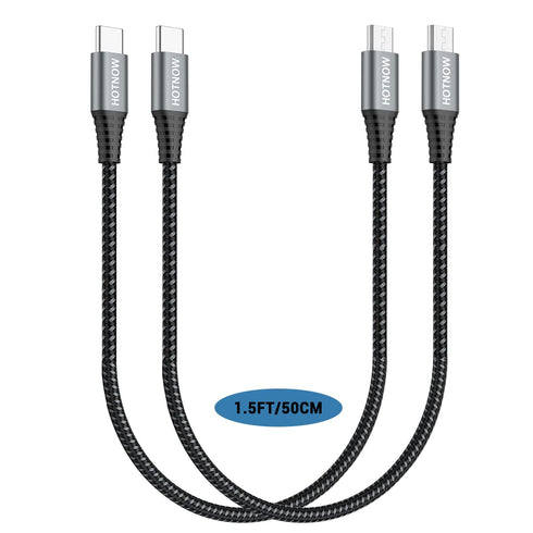 1.5FT USB C to Micro USB Cable 2-Pack, Fast Charging & Data Sync for USB Type C Devices - Durable & Reliable!