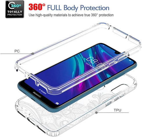 Mandala Phone Case for Huawei Y6 2019/Y6 Pro 2019/Y6s/Honor Play 8A with Tempered-Glass Screen Protector.