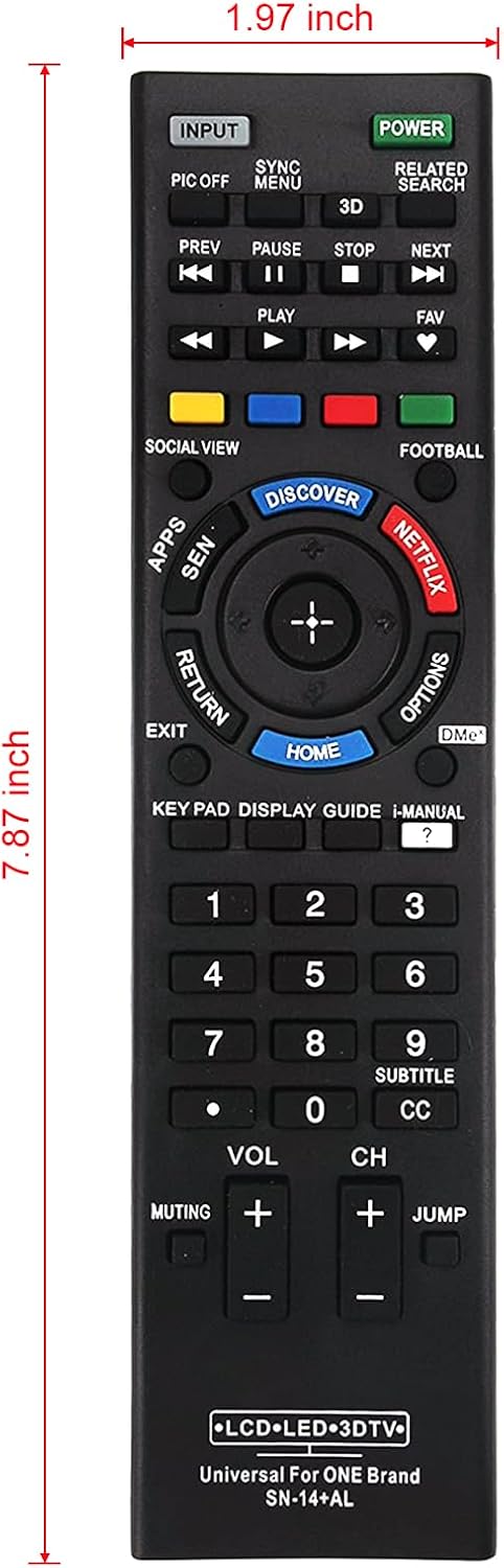 Universal Remote Replacement for Almost All Sony TV LCD LED 3D HDTV Smart Bravia TV
