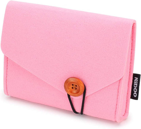NIDOO Portable Felt Storage Bag, Electronics Accessories Protective Case Pouch for MacBook, Cables, Power Bank, Pink