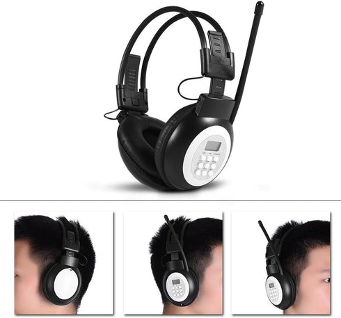 MP3/FM HiFi Headset FM Radio with LCD, Over Ear Foldable Wireless/Wired Headphone Noise-Cancelling